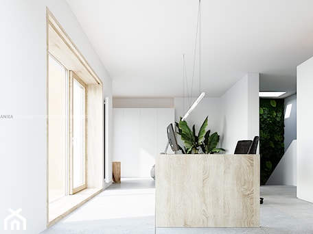 Aranżacje wnętrz - Biuro: Metamorfoza wnętrza domu typu kostka - Biuro, styl minimalistyczny - ANIEA. Przeglądaj, dodawaj i zapisuj najlepsze zdjęcia, pomysły i inspiracje designerskie. W bazie mamy już prawie milion fotografii!