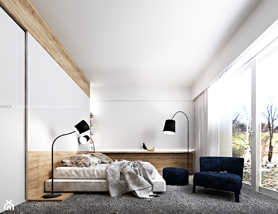 Willa na Kaszubach - Średnia biała sypialnia, styl minimalistyczny - zdjęcie od ANIEA