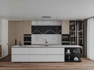 Kuchnia premium z frontami metalowymi w kolorze złota szampańskiego - zdjęcie od w.kitchens