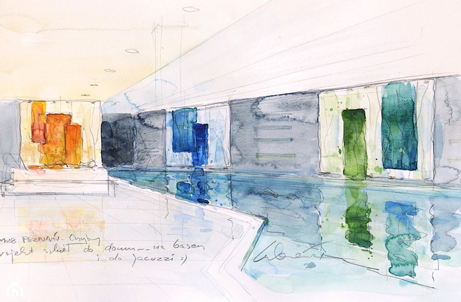 Projekt wielobarwnych szkieł artystycznych na basen - zdjęcie od ARCHIGLASS | Szkło w architekturze i sztuce użytkowej
