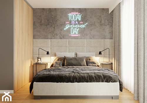 Sypialnia z neonem - zdjęcie od Quality Design - projekty i kompleksowe wykończenia wnętrz