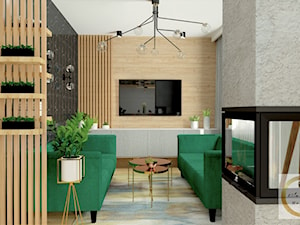Salon nowoczesny z betonową szafką rtv - zdjęcie od Studio Projektowe Klimatyczne Wnętrza