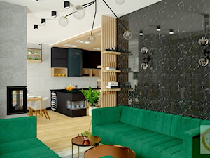 Salon nowoczesny - butelkowa zieleń - zdjęcie od Studio Projektowe Klimatyczne Wnętrza