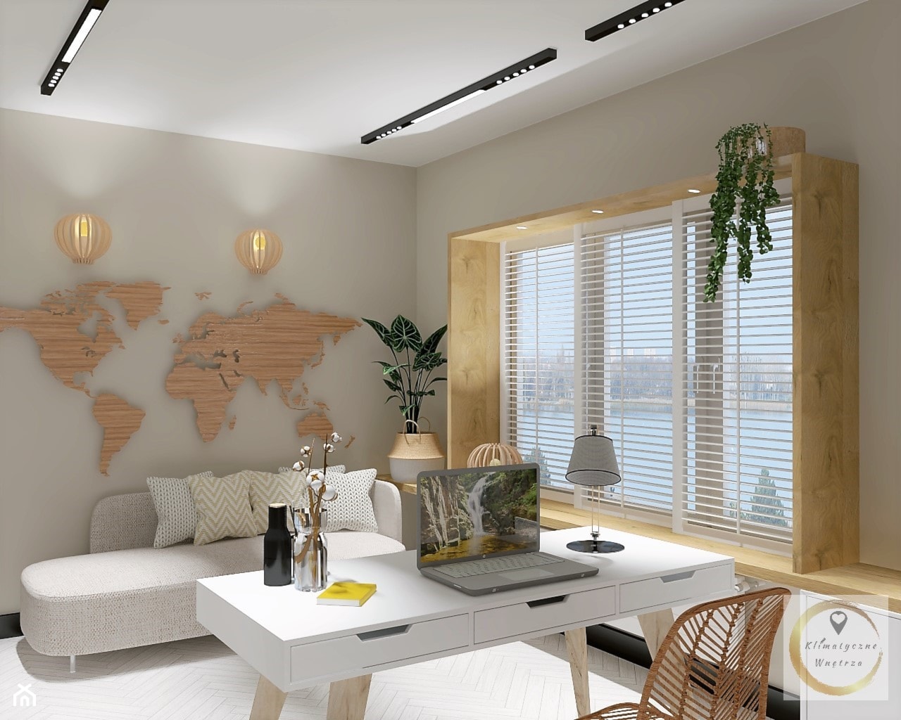 Domowe biuro z nowoczesnymi dodatkami - zdjęcie od Studio Projektowe Klimatyczne Wnętrza - Homebook