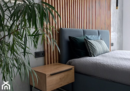 Sypialnia z lamelami na ścianie - zdjęcie od GOGA studio