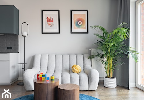 Kolorowe 85-metrowe dwupoziomowe mieszkanie od Koiga Studio - Salon - zdjęcie od INKADR Natalia Kaczmarek