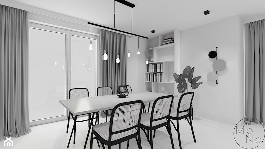 Projekt koncepcyjny salonu z aneksem kuchennym - Jadalnia, styl nowoczesny - zdjęcie od MoNo Projekty Wnętrz