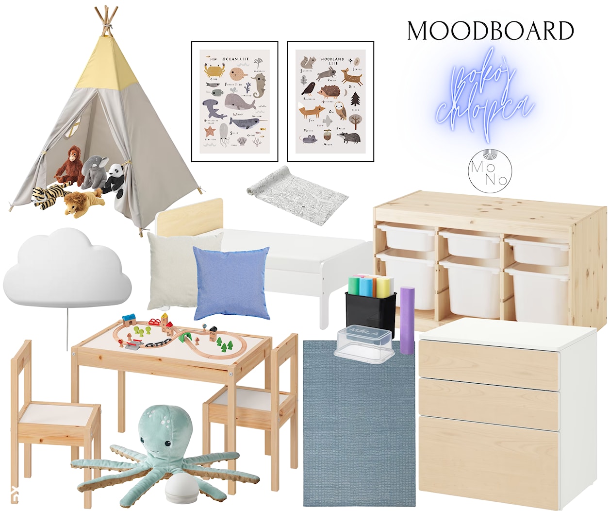 Moodboard-pokój chłopca - zdjęcie od MoNo Projekty Wnętrz - Homebook