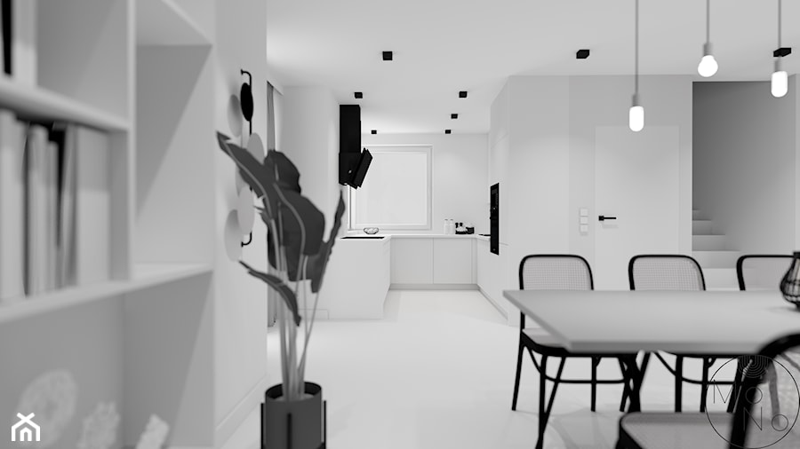 Projekt koncepcyjny salonu z aneksem kuchennym - Kuchnia, styl nowoczesny - zdjęcie od MoNo Projekty Wnętrz