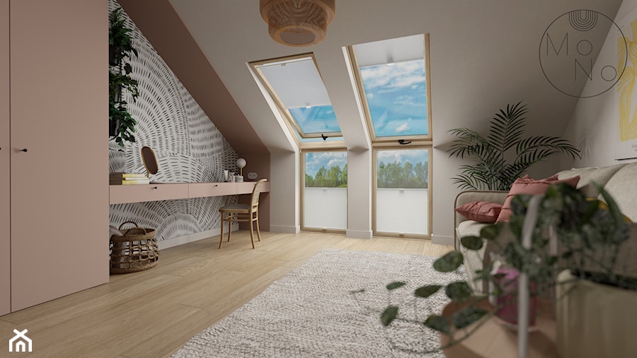 Pokój na poddaszu 16m² - Sypialnia, styl nowoczesny - zdjęcie od MoNo Projekty Wnętrz