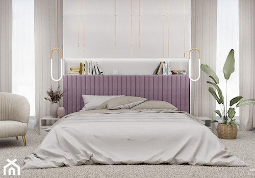 Łóżko z różowym zagłówkiem - zdjęcie od MIAG Architekci
