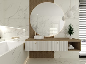 Łazienka z drewnem - zdjęcie od Prodesign Projektowanie wnętrz