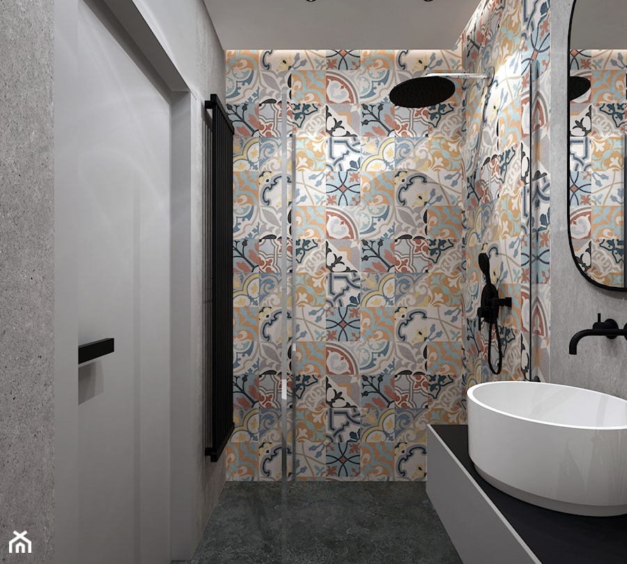 Łazienka z płytką patchwork - zdjęcie od Justyna Świder projektowanie wnętrz