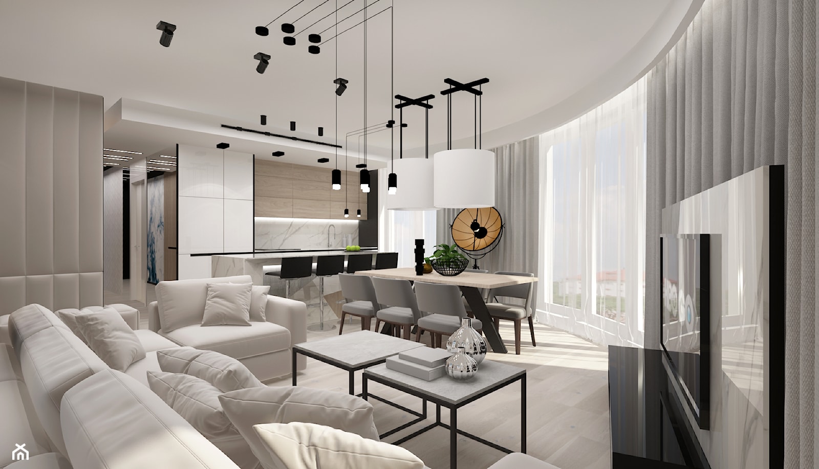 Salon w nowoczesnym apartamencie - zdjęcie od Justyna Świder projektowanie wnętrz - Homebook