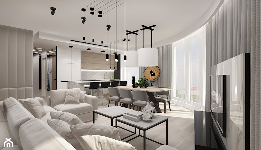 Salon w nowoczesnym apartamencie - zdjęcie od Justyna Świder projektowanie wnętrz