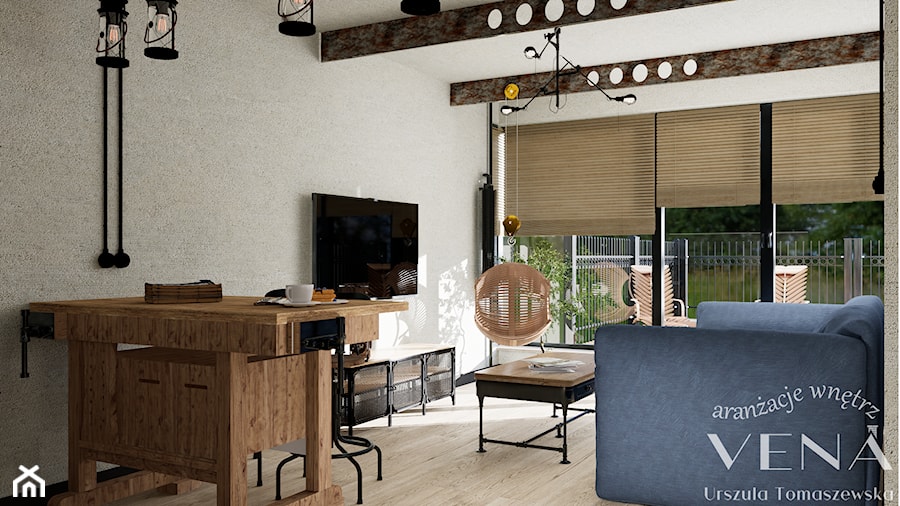 Aranżacja Vena - salon w loftowym klimacie - zdjęcie od Projektowanie Wnętrz Lublin Vena