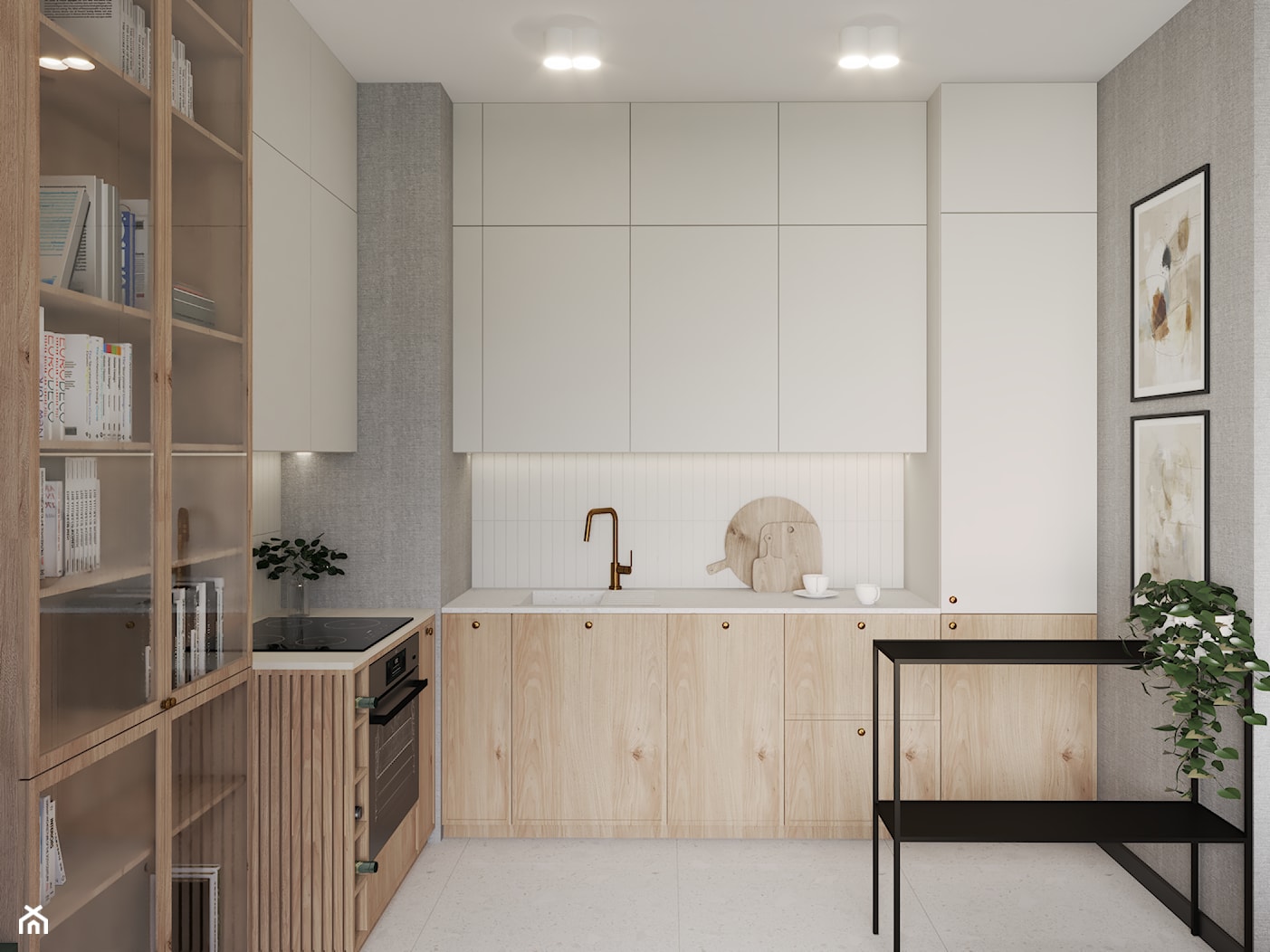 Projekt wnętrza salonu z aneksem kuchennem mieszkania w Brodnicy - zdjęcie od Projektowanie Wnętrz Weronika Lesińska - Homebook