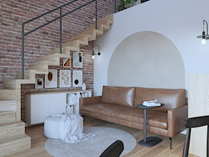 Salon w stylu loftowym - projekt wnętrza mieszkania w Brodnicy - zdjęcie od Projektowanie Wnętrz Weronika Lesińska