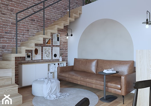 Salon w stylu loftowym - projekt wnętrza mieszkania w Brodnicy - zdjęcie od Projektowanie Wnętrz Weronika Lesińska