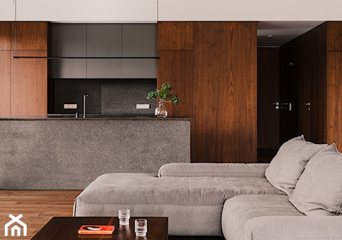 Apartament z widokiem na park - Salon, styl minimalistyczny - zdjęcie od LBWA