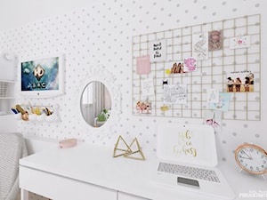 POKÓJ DZIECKA - dziewczynki / nastolatki - Średni biały pokój dziecka dla nastolatka dla dziewczynki, styl nowoczesny - zdjęcie od Projektantka ma PLAN