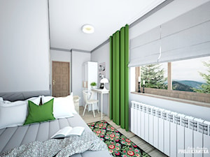 APARTAMENT GREY - ZAKOPANE na wynajem krótkoterminowy - Średnia biała z biurkiem sypialnia, styl skandynawski - zdjęcie od Projektantka ma PLAN