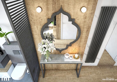 ŁAZIENKA / SPA DOMOWE w domu jednorodzinnym - Średnia bez okna z lustrem łazienka, styl glamour - zdjęcie od Projektantka ma PLAN