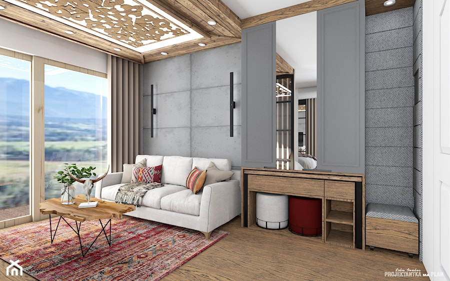 Wood Szczęścia - apartament Białka Tatrzańska - Średni szary salon, styl nowoczesny - zdjęcie od Projektantka ma PLAN