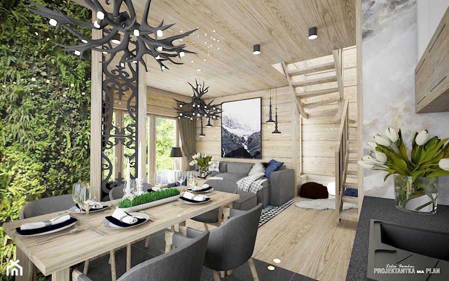 Osada Bachledzki Wierch, wnętrze drewnianego domu - Zakopane - Jadalnia, styl nowoczesny - zdjęcie od Projektantka ma PLAN