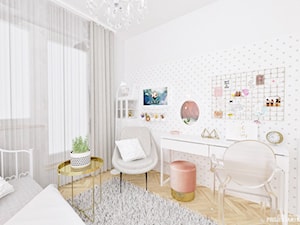 POKÓJ DZIECKA - dziewczynki / nastolatki - Średni biały pokój dziecka dla dziecka dla nastolatka dla dziewczynki, styl nowoczesny - zdjęcie od Projektantka ma PLAN