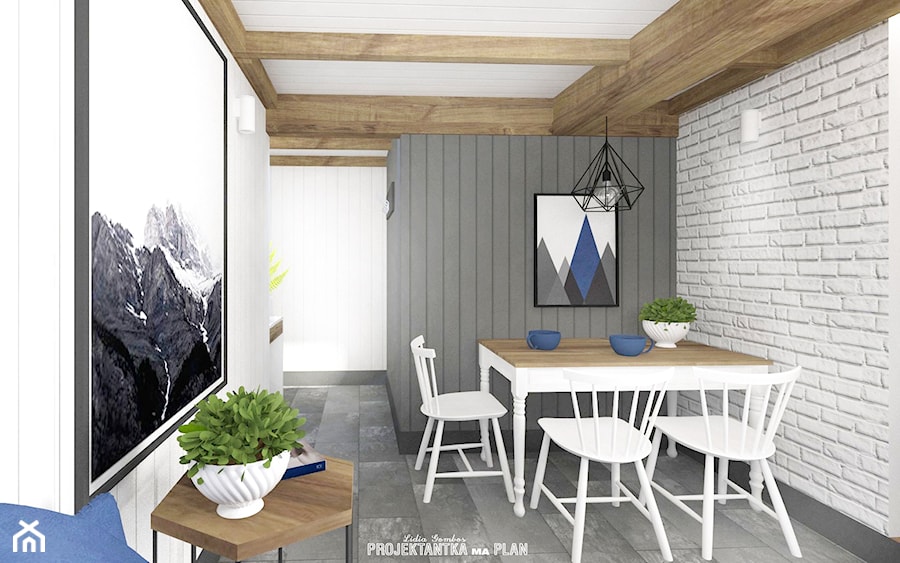 APARTAMENT NR 7 w Zakopanem - na wynajem - Średnia biała szara jadalnia jako osobne pomieszczenie, styl nowoczesny - zdjęcie od Projektantka ma PLAN