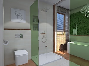 Projekt łazienki z żywymi roślinami nad wanną - zdjęcie od Patrycja Bedyk Studio Projektowe