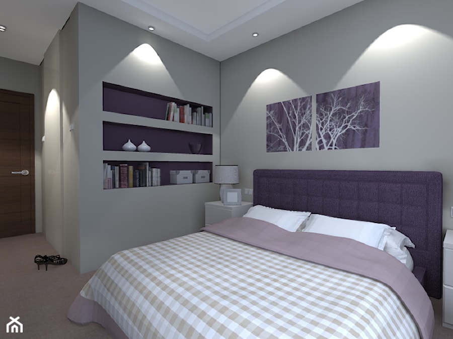 Projekt mieszkania na ul. Indiry Gandhi w Warszawie, 74 mkw. - Średnia biała sypialnia, styl nowoczesny - zdjęcie od Patrycja Bedyk Studio Projektowe