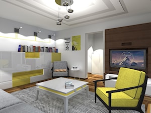 Salon z grafiką i z dodatkiem żółtego - Salon, styl nowoczesny - zdjęcie od Patrycja Bedyk Studio Projektowe