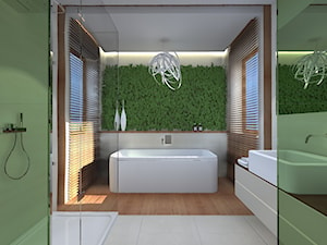 Projekt łazienki z żywymi roślinami nad wanną - zdjęcie od Patrycja Bedyk Studio Projektowe
