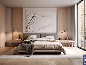 Nowoczesna, minimalistyczna, skandynawska sypialnia. - zdjęcie od KXR Architekci | Architekt & Architekt wnętrz Rzeszów