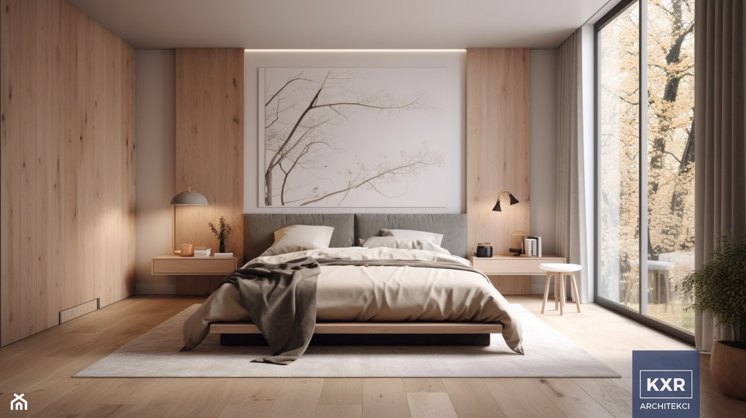 Nowoczesna, minimalistyczna, skandynawska sypialnia. - zdjęcie od KXR Architekci | Architekt & Architekt wnętrz Rzeszów - Homebook