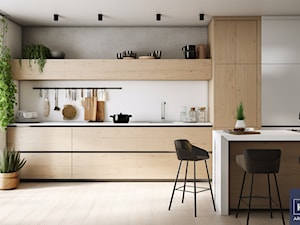 Kuchnia w stylu skandynawskim, drewno i biel. - zdjęcie od KXR Architekci | Architekt & Architekt wnętrz Rzeszów