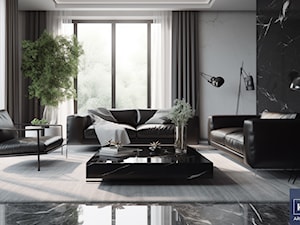 Elegancki salon marmur czerń i biel. - zdjęcie od KXR Architekci | Architekt & Architekt wnętrz Rzeszów