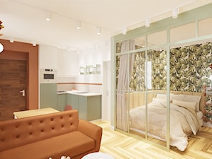 sypialnia oddzielona metalową-szklaną ścianą - zdjęcie od ZA-PROJEKTOWANE pracownia projektowania wnętrz