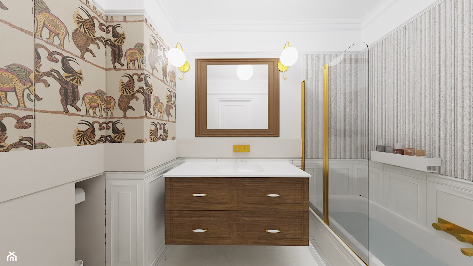 łazienka z elementami kolonialnymi - zdjęcie od ZA-PROJEKTOWANE pracownia projektowania wnętrz - Homebook