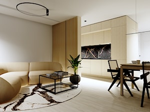mały aneks drewno naturalne - Salon, styl nowoczesny - zdjęcie od Plan Design projektowanie wnętrz online