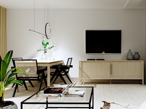mały aneks drewno naturalne - Salon, styl nowoczesny - zdjęcie od Plan Design projektowanie wnętrz online