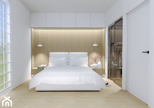 projekt wnętrza domu nowoczesnego - Sypialnia, styl minimalistyczny - zdjęcie od Plan Design projektowanie wnętrz online