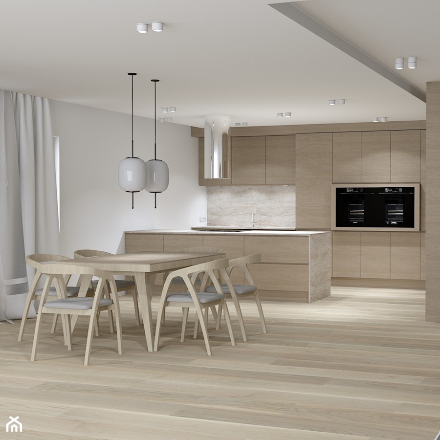 kuchnia jasne drewno - Kuchnia, styl nowoczesny - zdjęcie od Plan Design projektowanie wnętrz online