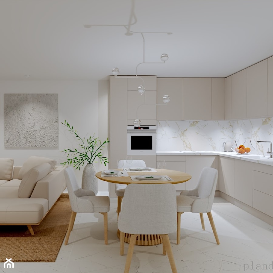 salon w pastelach - Kuchnia, styl nowoczesny - zdjęcie od Plan Design projektowanie wnętrz online