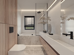 Łazienka z wanną i parawanem - zdjęcie od INFINITY Architektura Wnętrz