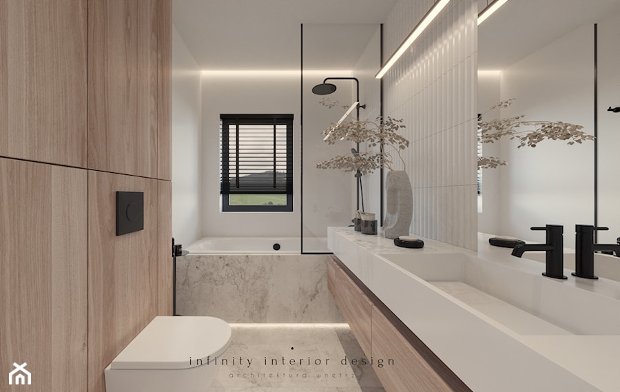 Łazienka z wanną i parawanem - zdjęcie od Infinity Interior Design
