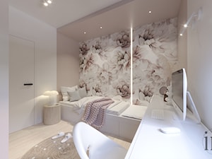 Pokój dla dziewczynki różowy z tapetą - zdjęcie od Infinity Interior Design