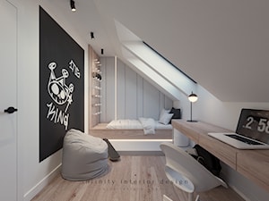 Pokój nastolatka szary na poddaszu - zdjęcie od INFINITY Architektura Wnętrz